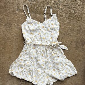Hollister White and Yellow Floral Romper